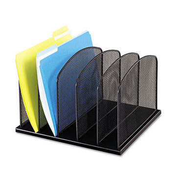 Safco® Onyx Mesh Desk Organizer With Upright Sections, 5 Sections, Letter To Legal Size Files, 12.5" X 11.25" X 8.25", Black freeshipping - TVN Wholesale
